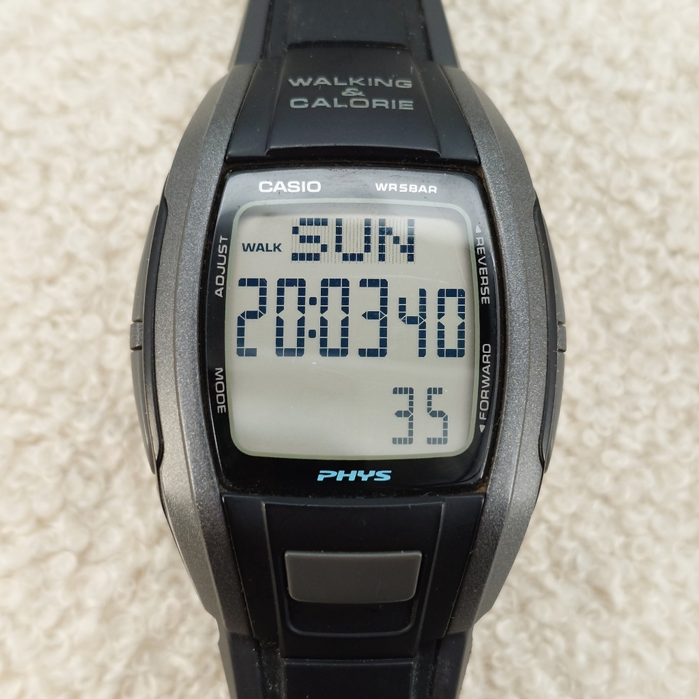 Casio Phys STP-100J Pedometer Watch Digital Sport Chrono Alarm 39mm Japan Works